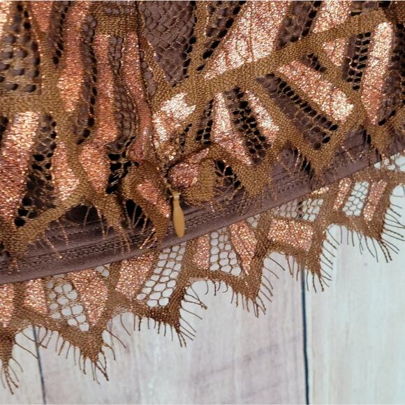 NWT Eva Franco Anthropologie Shine Lace Blouse in Copper, Sz L - Picture 8 of 12